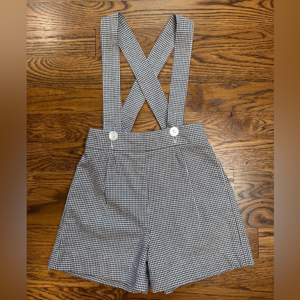 Piqué New Orleans Boys Black and White Houndstooth Checkered Pinafore Size 3